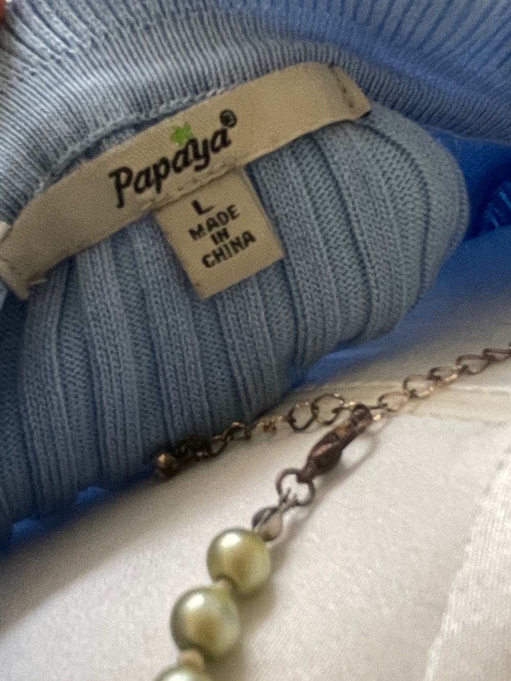 Papaya Sky Blue Ribbed Ruffle Button Top - Picture 4 of 4